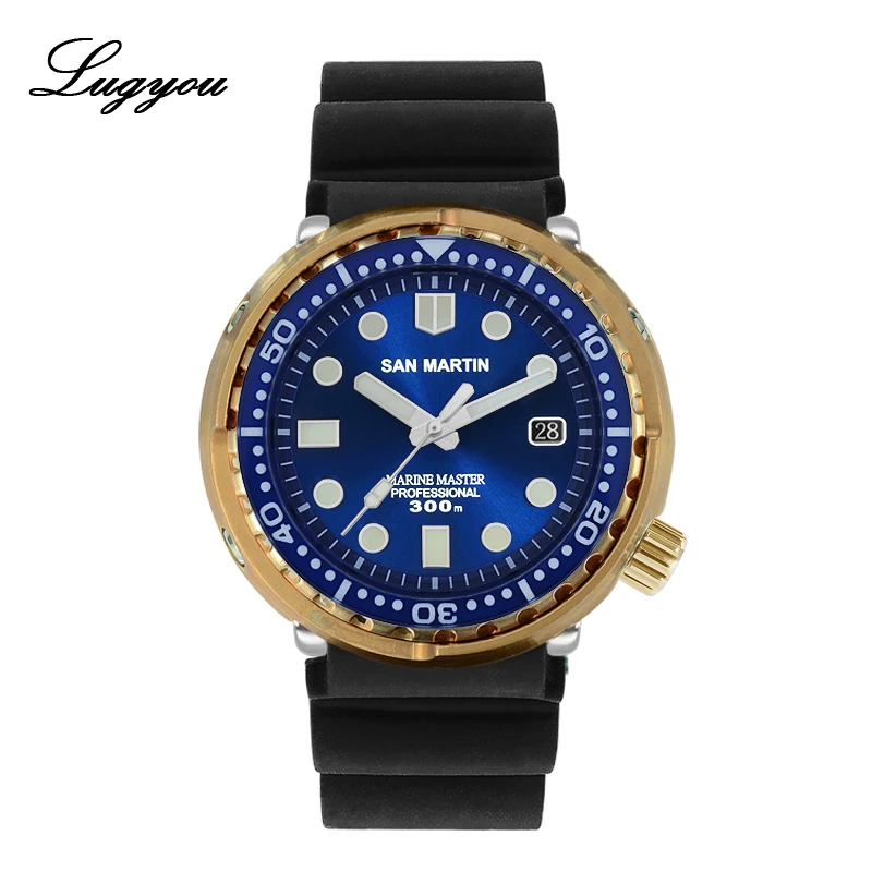 Lugyou Сан Мартин винтажные часы с тунцом мужские бронзовые автоматические