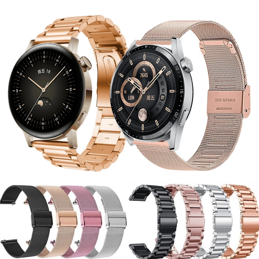 

Металлический Ремешок Для HUAWEI Watch GT Runner GT3 42 мм 46 мм GT2 Pro, браслет из нержавеющей стали для Honor Watch GS 3 Magic2, сетчатый Браслет