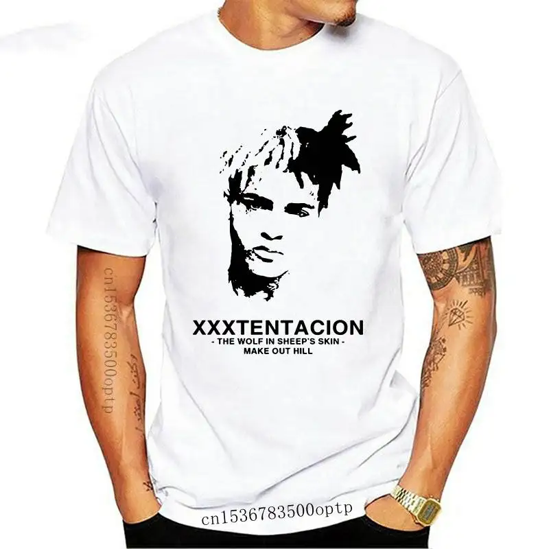 

Новое поступление, Мужская футболка в стиле хип-хоп Xxxtentacion, мужские футболки в стиле рэпера, белая футболка, Забавный мультяшный принт для м...