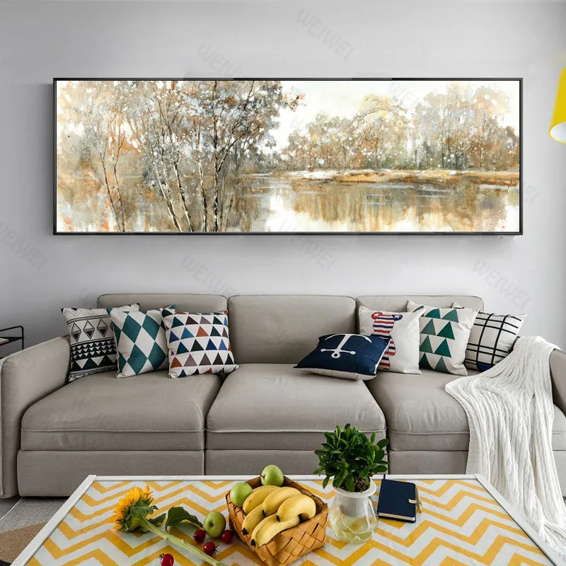 

Abstract Landscape Oil Painting Posters and Prints Wall Art Canvas Painting Trees and Lakes Pictures for Living Room No Frame