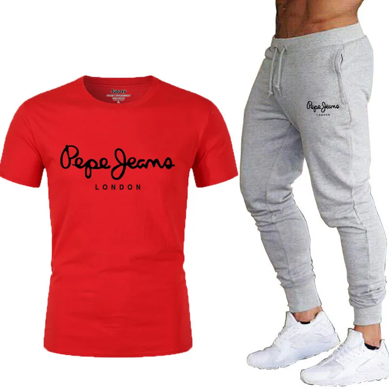 

2021 summer T-shirt pants two-piece men's casual sports suit brand sportswear pure cotton fashion men's clothing free shipping