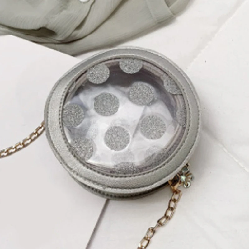 

PVC Dots Crossbody Bag for Women Fashion Circular Girls Shoulder Bags Kids Cute Chains Phone Pouch