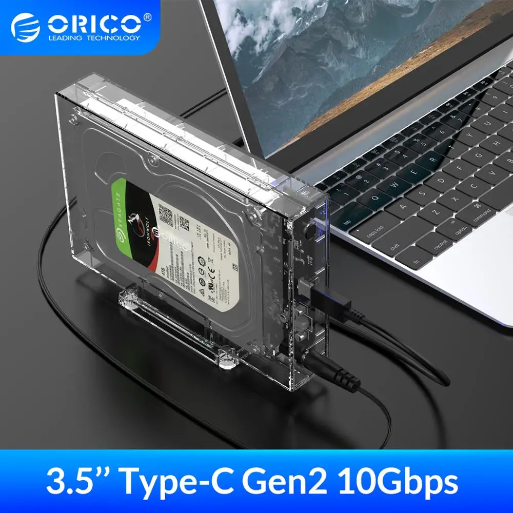 ORICO 3 5 ''SATA к USB 1 HDD чехол 10 Гбит/с Gen2 поддержка UASP TRIM 12 ТБ Max прозрачный SSD жесткий