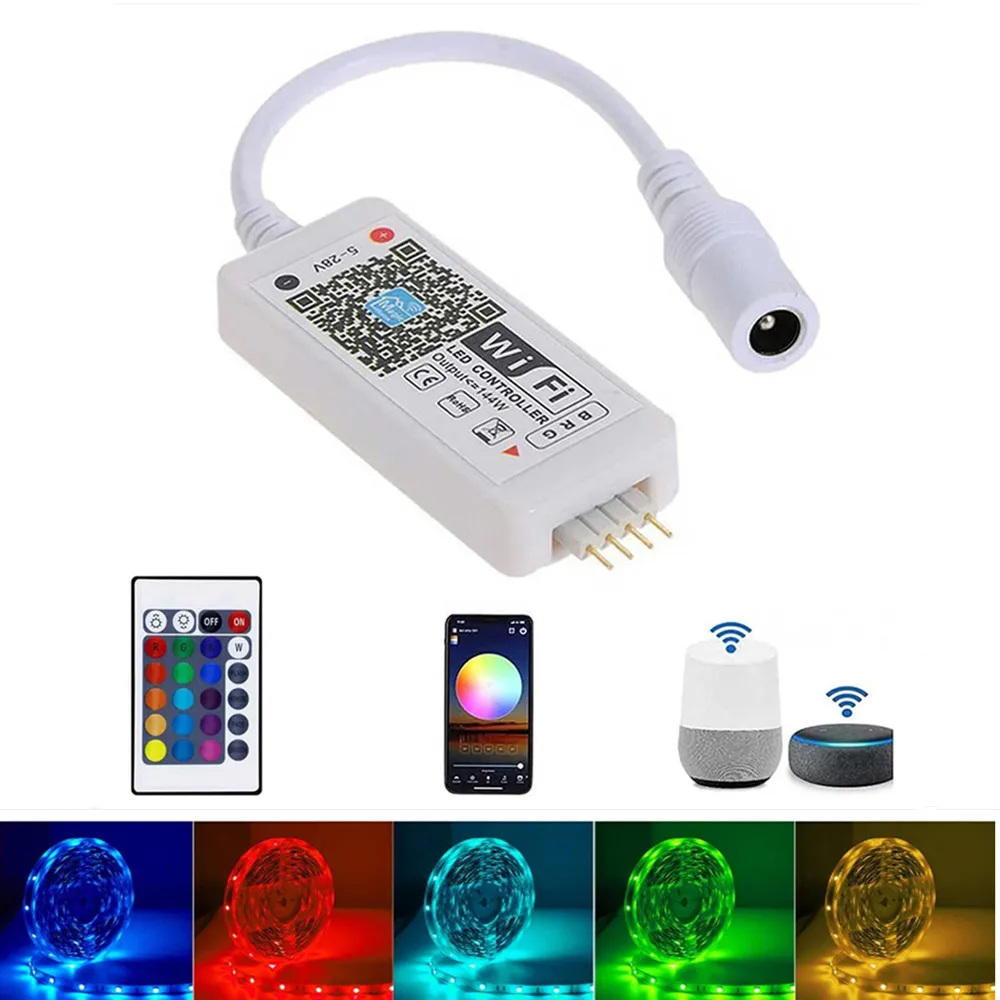 DC12V Mini Wifi RGB/RGBW Led Controller + IR 24 Key Remote Controller for 5050 RGB / RGBW LED Strip