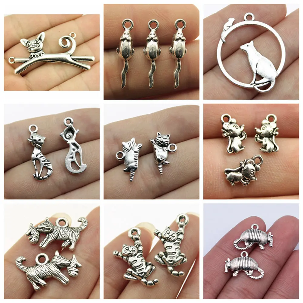 

Фурнитура для ювелирных изделий, подвески в виде кота и мыши для браслетов, подвеска