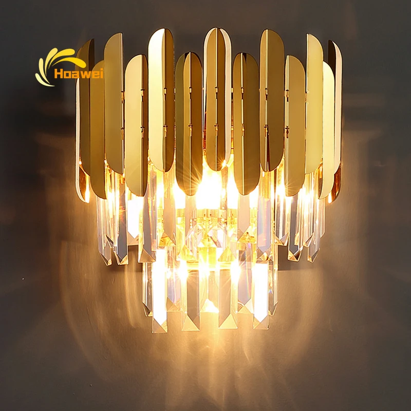 

Nordic Copper Crystal LED Wall Lamp for Bedroom Bedside Wall Sconce Light Fixture Living Room Hotel Decoration Aisle Wall Lights