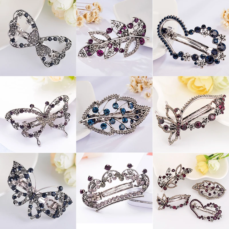

1Pk Rhinestone Hair Clips Barrettes Fashion Woman Leaf Crown Crysta Hairpins Clip Elegant Headwear Hair Accessories Styling Too