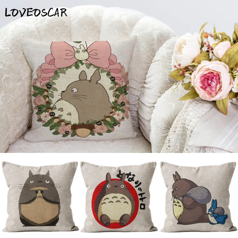 

Pillow Case Baby Kids Gift Cartoon Character Cute My Neighbor Totoro Grey Fat Cat Pattern Big Size Cushion Cover 40 45 50 Home