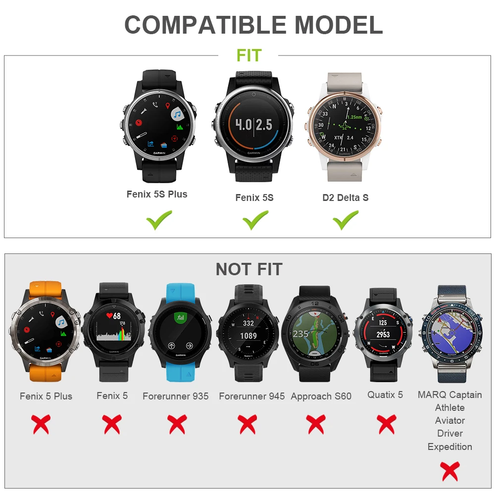 20 мм нержавеющая сталь Ремешки для наручных часов Garmin Fenix 5S Quick Fit Металлический Браслет замена для Fenix 6 S/Fenix 6S Pro/Fenix 5S Plus