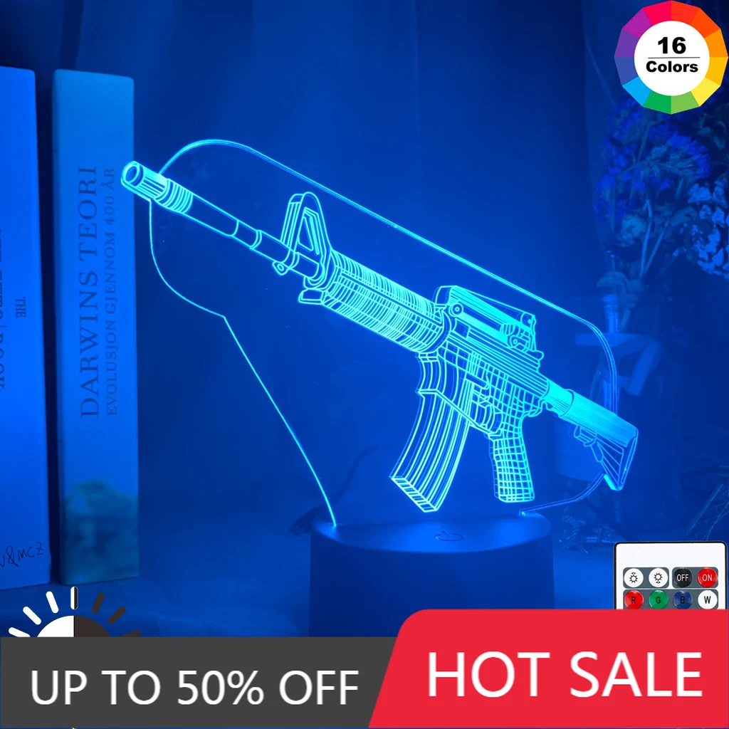 

Game Weapon M4 Night Light Led Touch Sensor Color Changing Nightlight for Study Bed Room Deco Kids Boys Child Birthday Gift Lamp