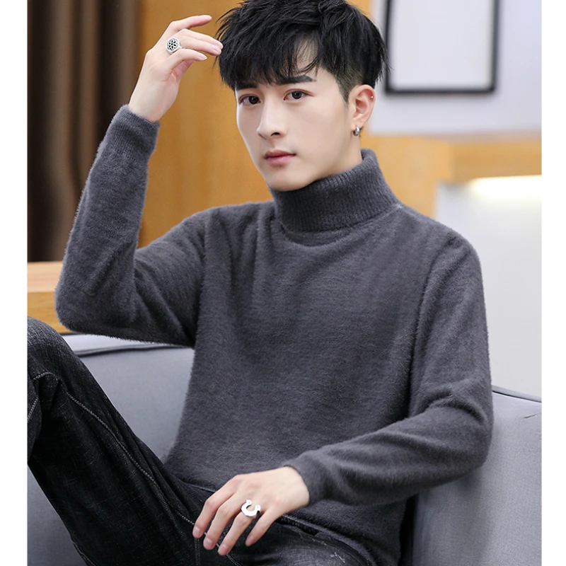 2019 осенне зимний однотонный деловой повседневный мужской свитер высокого