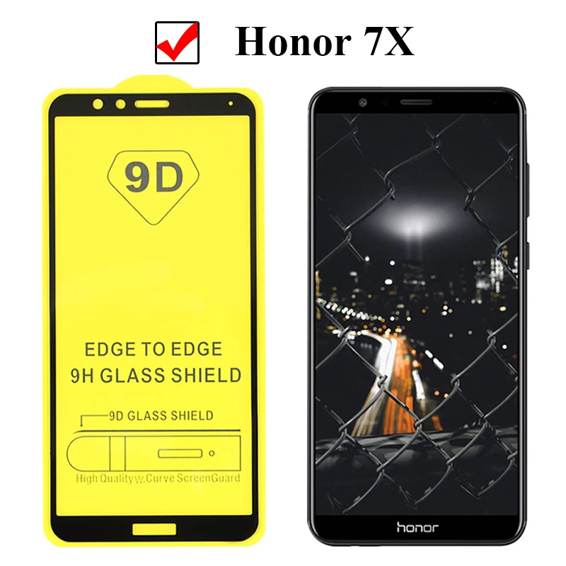 9D Защитное стекло для huawei honor 7x закаленное huawey Защитная пленка экрана verre hono7 x tremp x7