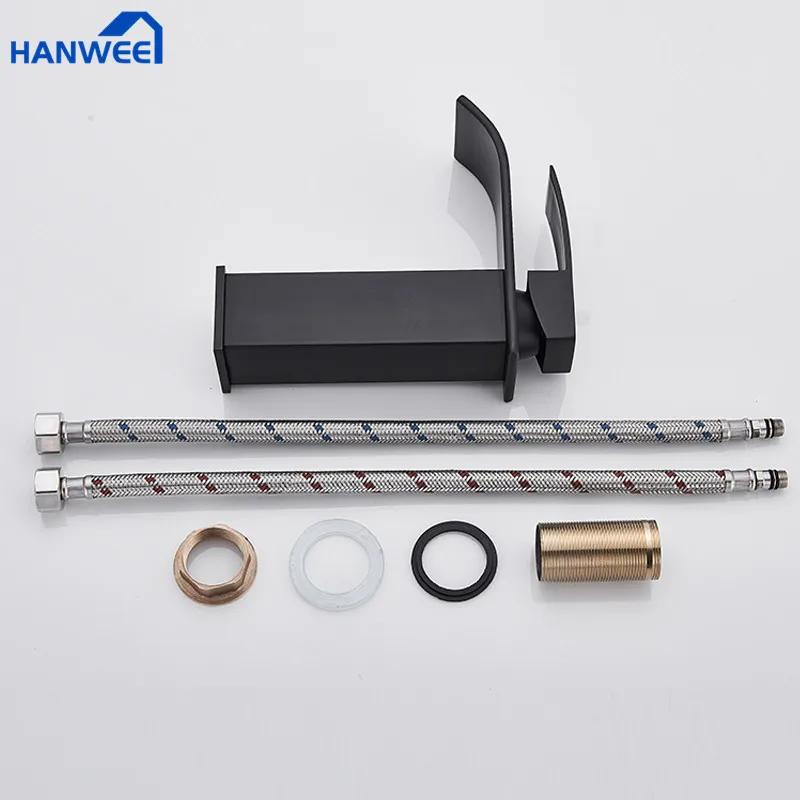 Матовый черный водопад смеситель для раковины в ванной комнате водопроводный