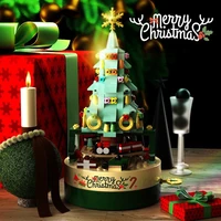 large music box christmas tree assembled luminous music rotatable building blocks decoration kids toy christmas confession gift