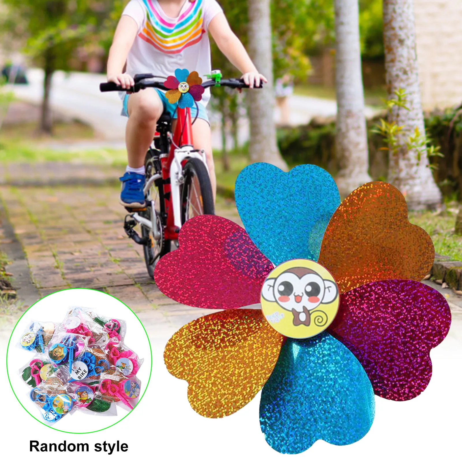 

Bicycle Windmill 6-leaf Colorful Cartoon Bike Toys Plastic Windmill For Baby Cycling Scooter Decorative Accessories Kids Gift