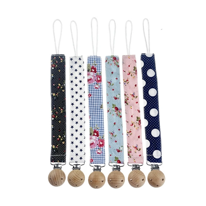 

Q9QB Soft Cotton Cloth Printed Pacifier Chain Clip Baby Nursing Teether Holder Clip