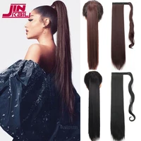 jinkaili long straight wrap around clip in ponytail hair extension heat resistant synthetic pony tail hair wig