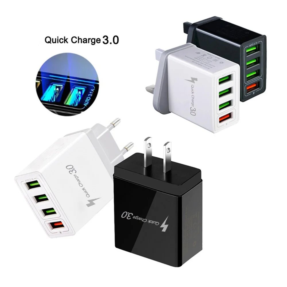 

4 USB fast wall charger 3.0 4.0 port fast wall adapter, small QC 3.0 charger suitable for Universal mobile phones and tablets