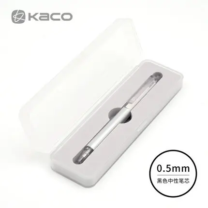 Xiaomi KACO, серия трубок, цветная гелевая ручка с чернилами, металлическая ручка, 0,5 мм, выдвижная, черная, гладкая, для письма, канцелярские принадлежности, для школы, офиса - Цвет: 1Silver with box