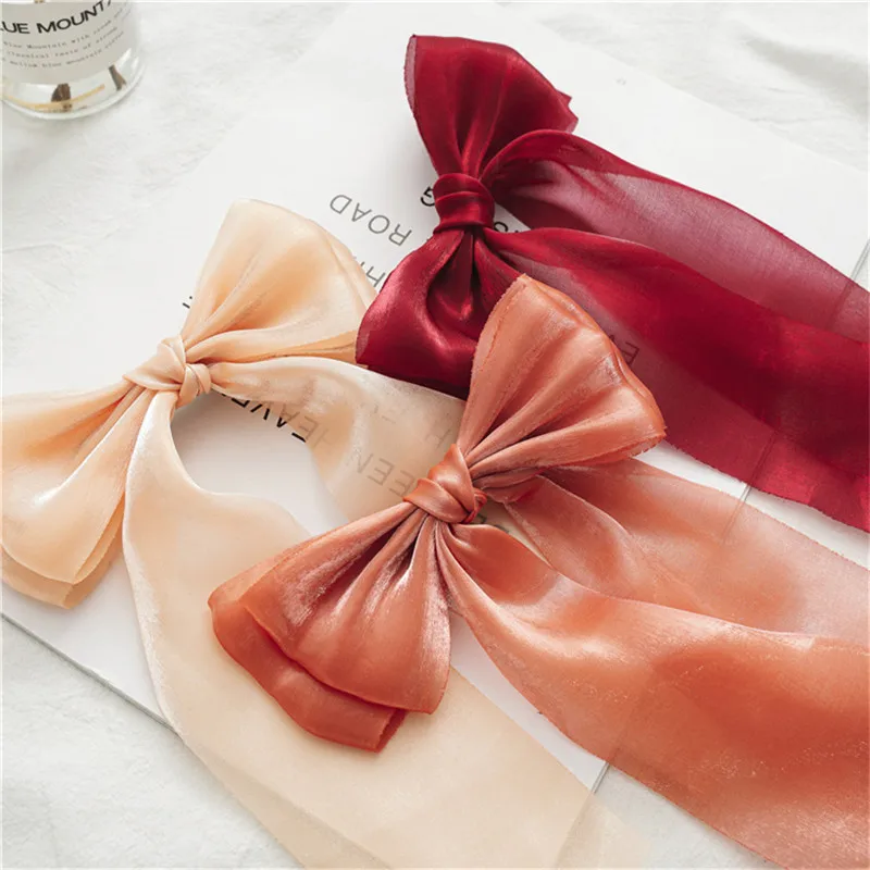 Заколки для волос с бантом и лентой модные корейские заколки женские элегантные