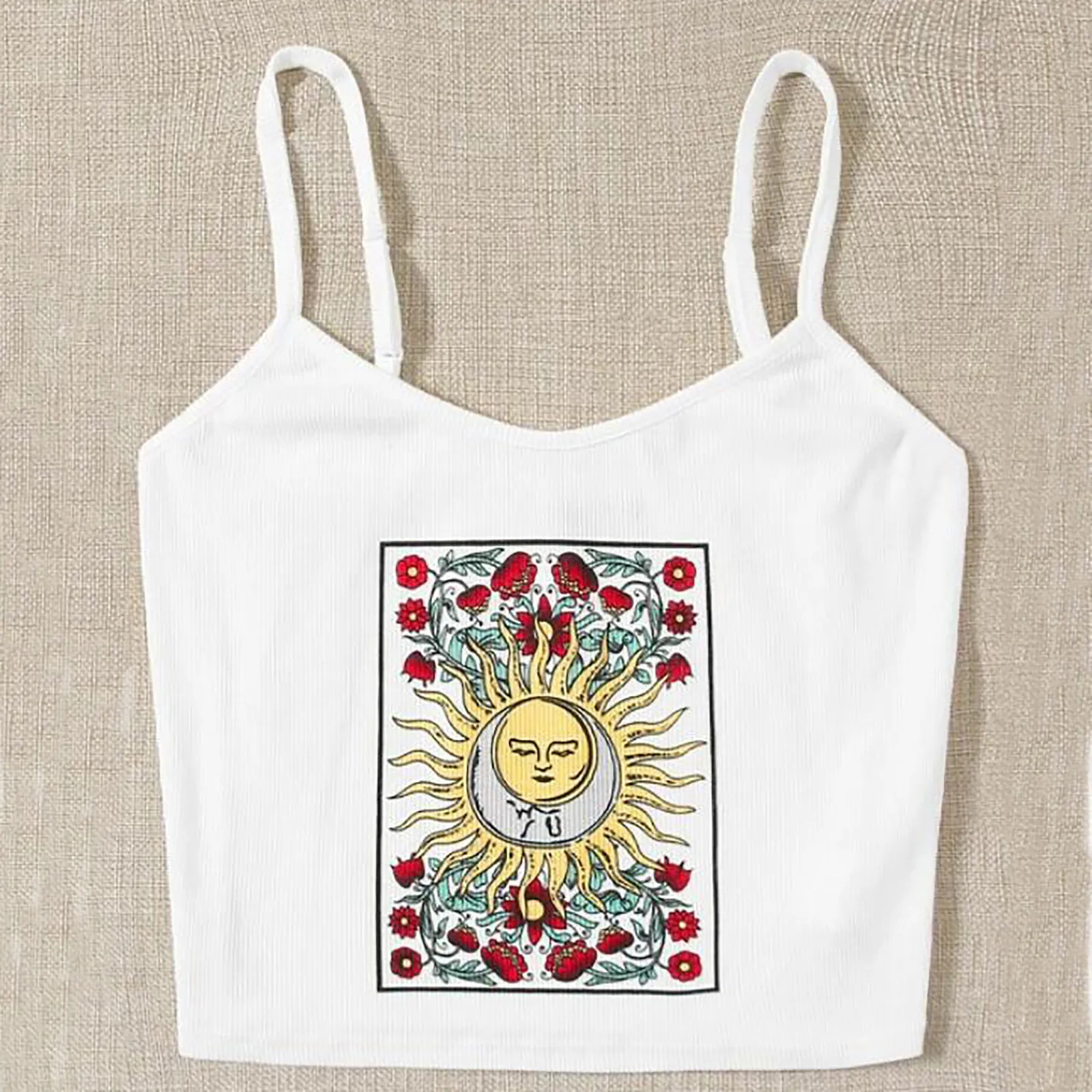 Кроп-Топ женский без рукавов забавный модный базовый Топик в стиле ретро с