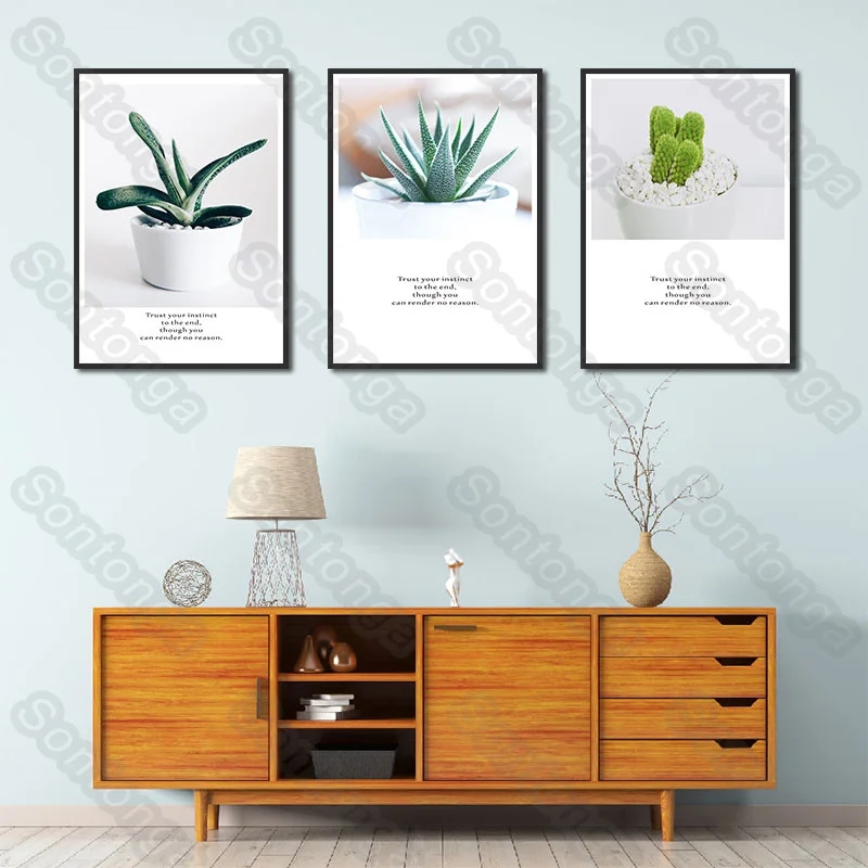 

Plant Cactus Mural Oil Painting Art Poster Decorative Canvas Nordic Art Sofa Background Simple Modern Home