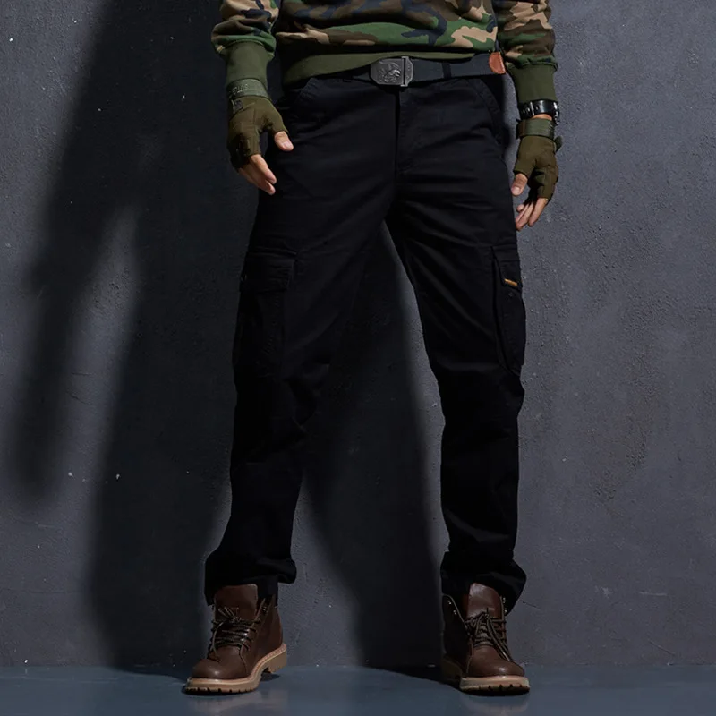 Новые мужские уличные брюки карго тонкие чистый хлопок слаксы много карманов