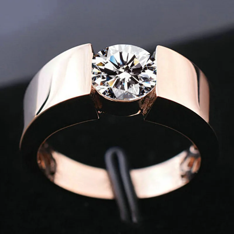 

Simple Trendy Rose Gold/Silver Color Rings For Women Bright White Round CZ Stone Inlay Office Lady Daily Wear Jewelry Party Gift