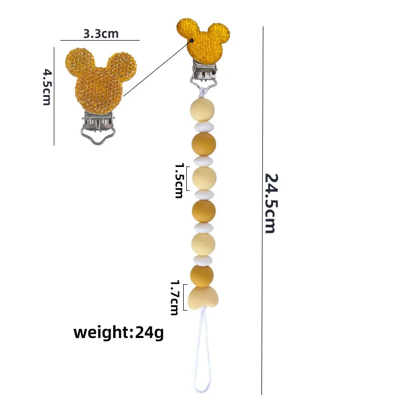 Kissteether Cadena de chupete de silicona cuentas de dentici&oacute;n BPA libre del Metal Clip para chupete beb&eacute; reci&eacute;n nacido chico chica colgante de regalo-5