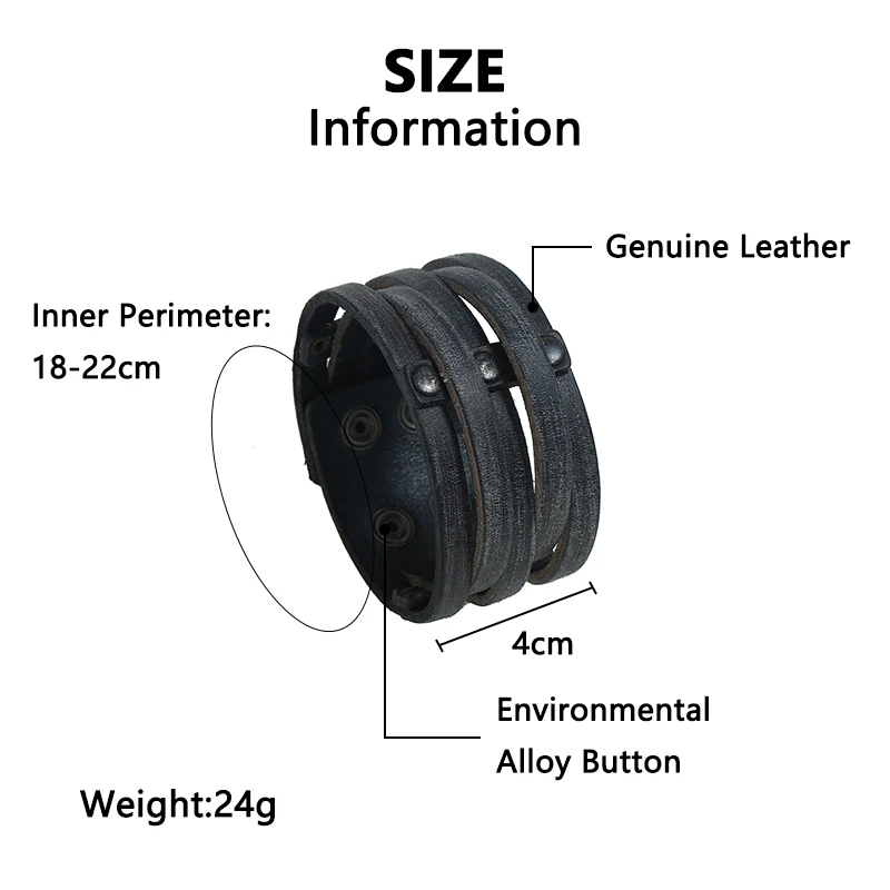 Женский и мужской широкий браслет из натуральной кожи многослойные браслеты