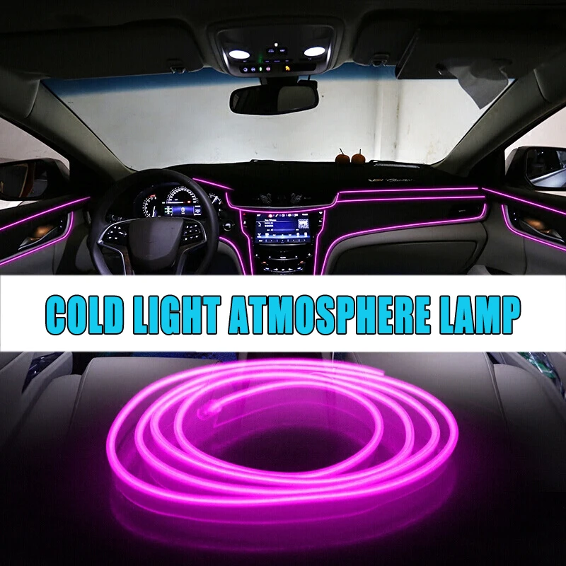 5m car interior accessories atmosphere lamp EL cold light line with USB DIY Decorative Dash board Console Door LED Ambient Light