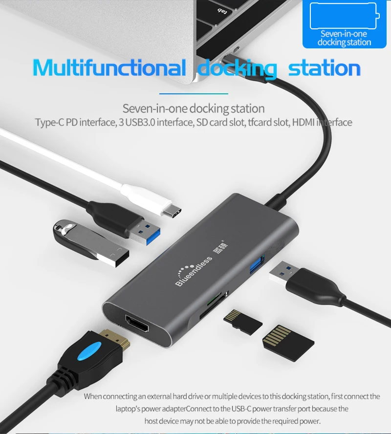 Док-станция USB Type-C для ноутбука универсальный разветвитель компьютера адаптер OTG