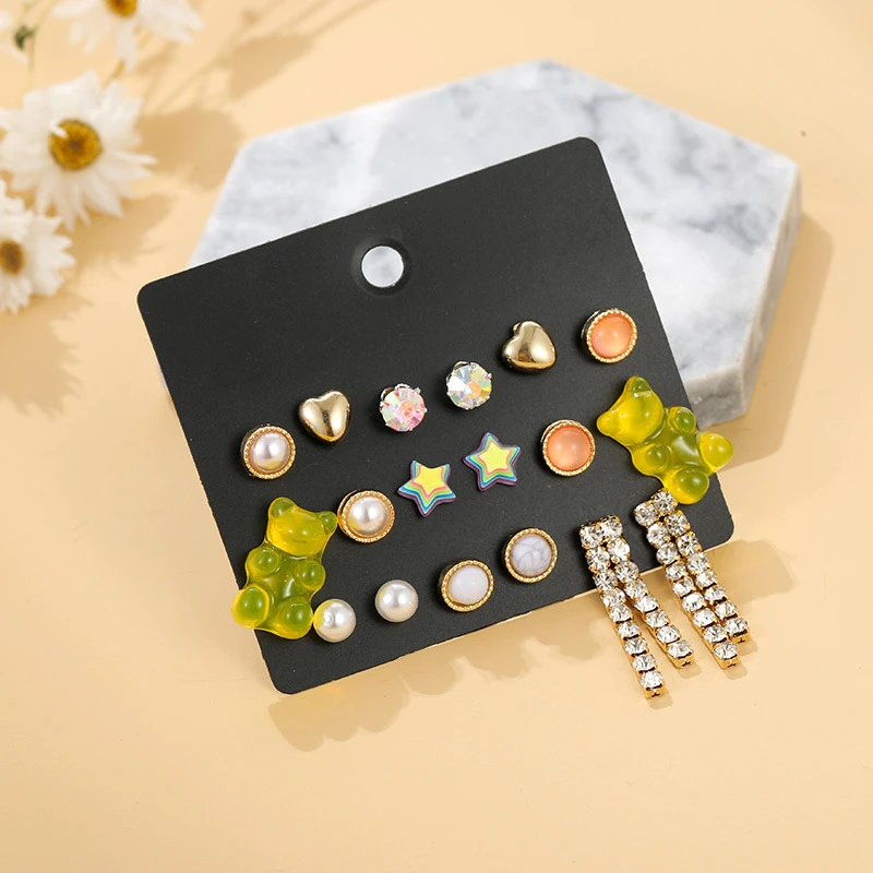 

Luokey 2020 Fashion Dangle Earrings For Women Sweet Color Cute Butterfly Bear Drop Earrings Set Girls Party Simple Charm Jewelry