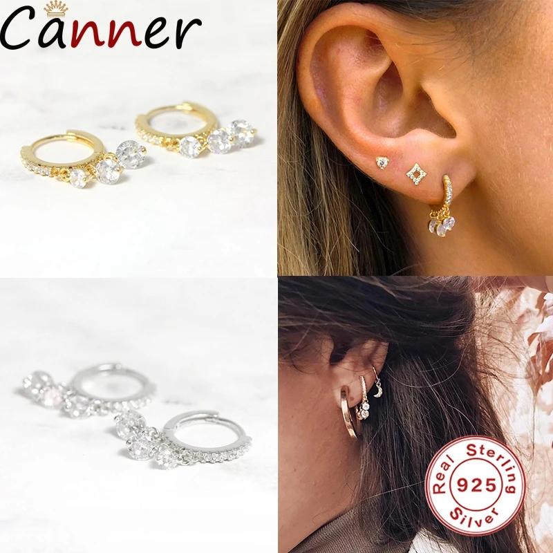 Женские серебряные серьги-гвоздики CANNER 925 пробы модные Универсальные серьги с