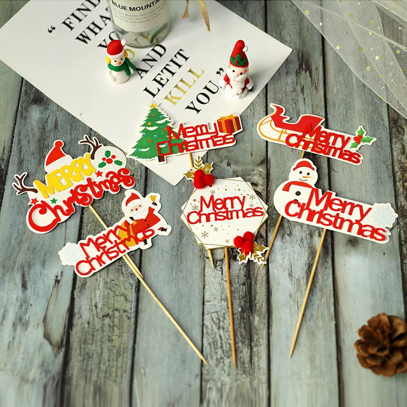 Рождественские украшения торта топперы лося колокольчик мультфильм DIY