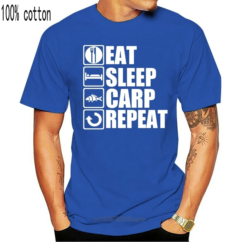 

New Cool Sale T Shirt Fashion Crew Neck Eat Sleep Carp Men T Shirt
