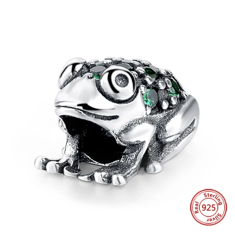 

Trollgirl 100% 925 стерлингового серебра в виде милых животных лягушка с зеленым Cz бусины для европейских браслетов 2019, модное ювелирное изделие, бе...