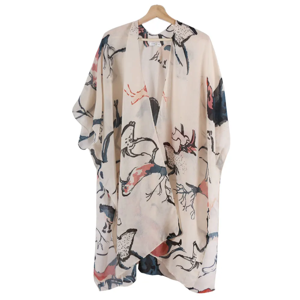 Летний Пляжный шарф с кисточками и принтом шаль пончо солнцезащитный для женщин