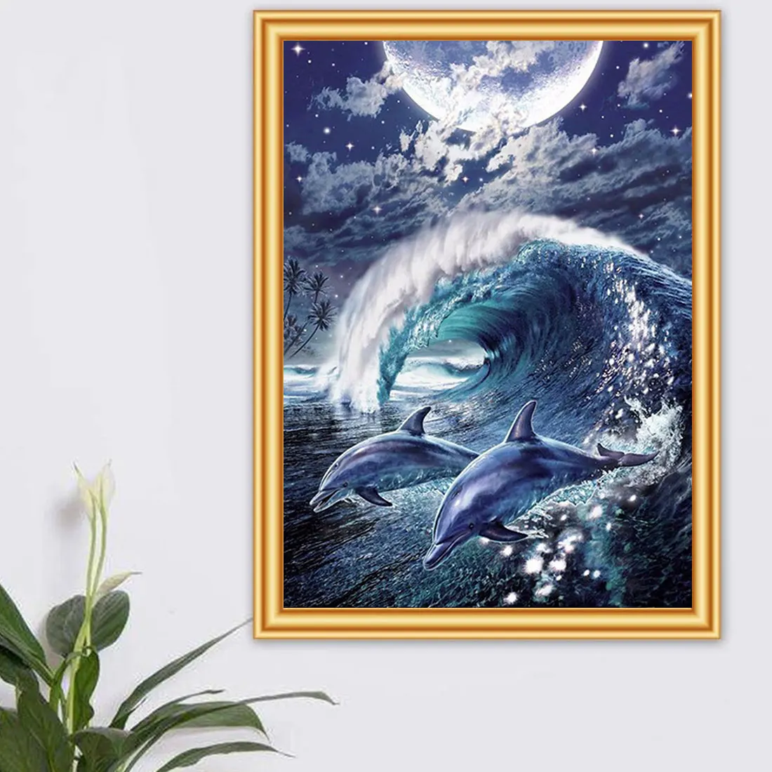 

Diamond Painting DIY Dolphin Cross Stitch Full Radius Diamond Embroidery Handmade Home Room Wall Decoration Craft