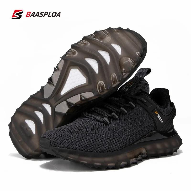 

Baasploa Men's Sneakers Knit Mesh Casual Non-Slip Breathable Sports Running Shoes Tennis Shock Absorption Male Walking Shoes