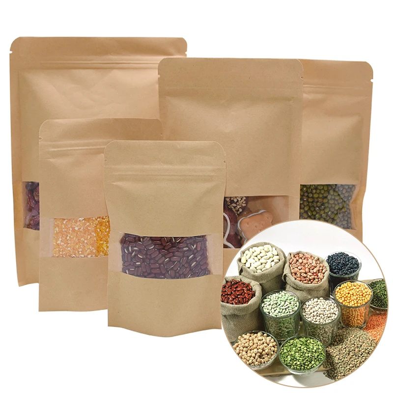 10 шт./компл. пакет из крафт бумаги для еды с застежкой молнией многоразовые