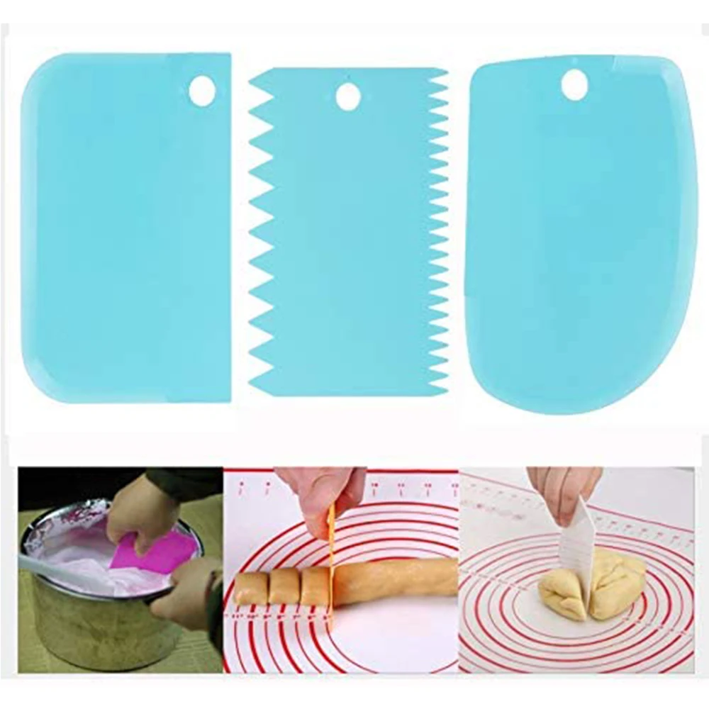Baking Pastry Tools Plastic Cookie Cutter Dough Knife Cream Scraper Set Plain Smooth Jagged Cutters Cake DIY Tool Pastry Goods