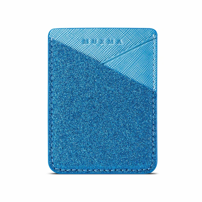 Blue Fashion Glitter Bling Mobile Phone Back Cards Holder Wallet Credit ID Card Pocket Adhesive Phone Stickers Gold /Rose Gold /Black - Цвет: Blue