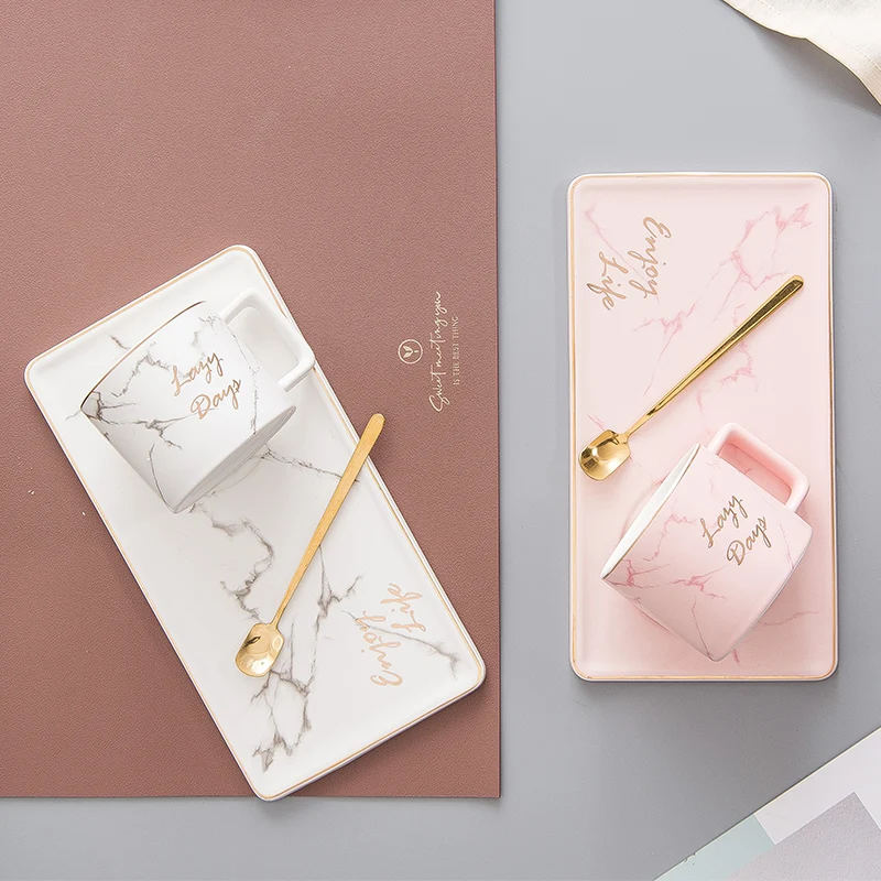 Розовый европейский набор кофейных чашек костяные китайские зеркальные чашки