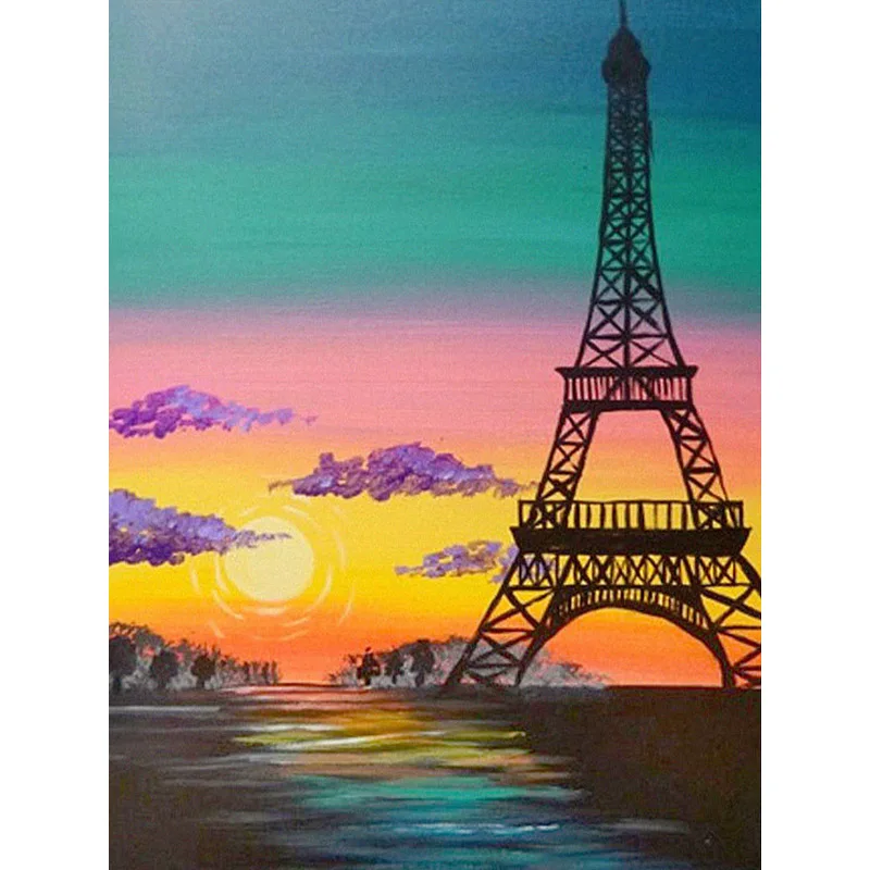 

DIY Cross Stitch 5D Diamond Painting Iron Tower Embroidery Landscape Photo Full Square Round Mosaic Room Decor Wall Art Gift Q52