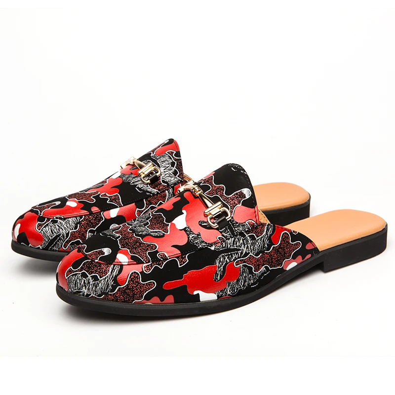 

New summer breath Slippers men Slides Plush Sandals Flat House Shoes Casual Raccoon Mules leather men shoe brand fashion