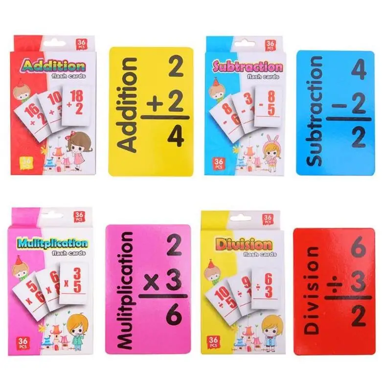 36 шт. Детские цифры флэш карты Английский Обучение вычитание деление игра Дети