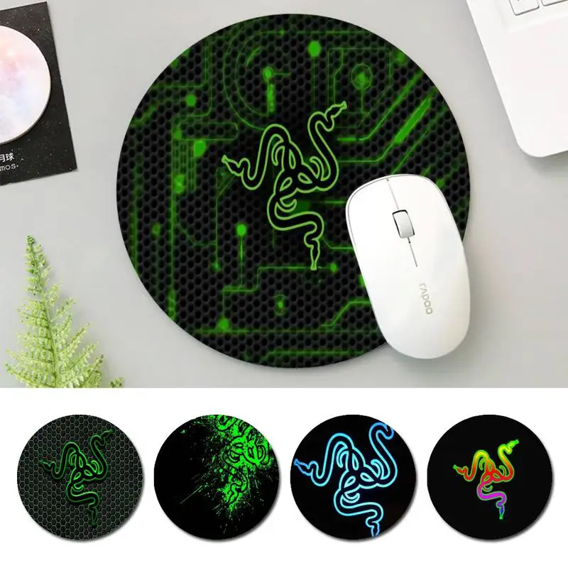 

Funny Razer logo Mouse Mat mouse non-slip pad player pad Round size rubber Gaming mouse Pad office Desk Mat