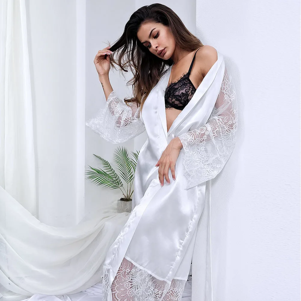 

Women's Sexy Lace Nightgown Silk Lace Robe Dress Nightdress Sleepwear Kimono Pyjama Suitable For Bedroom Hotel