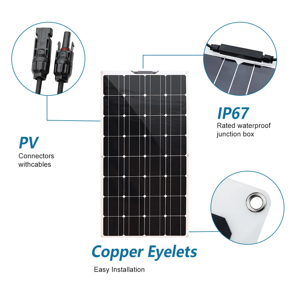 Harga Panel Surya Fleksibel 16V 100W 18V 120W Pengisi Daya Sel Surya Untuk Mobil Kamper Van Baterai Portabel Laptop Catu Daya Rumah